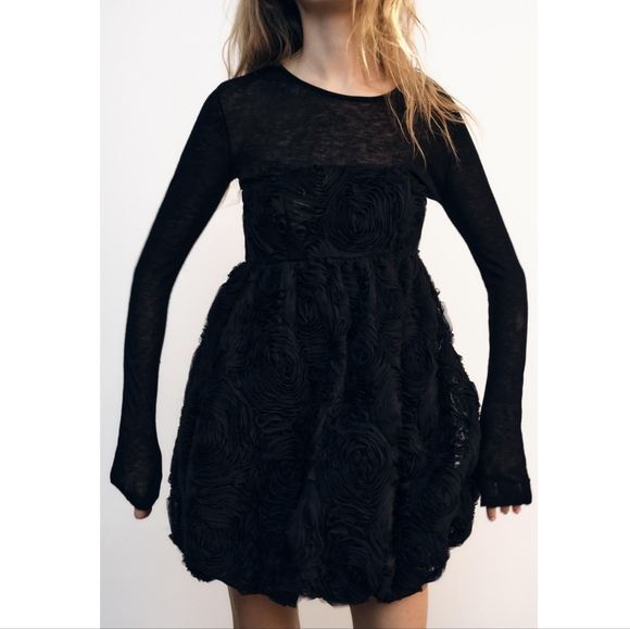 Zara | Floral Mini Dress with Bubble Hem - Picture 7 of 15